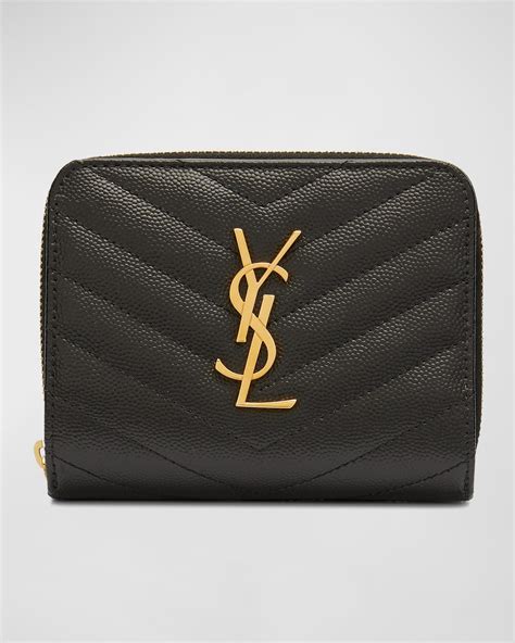 ysl black compact wallet|ysl zipper wallet.